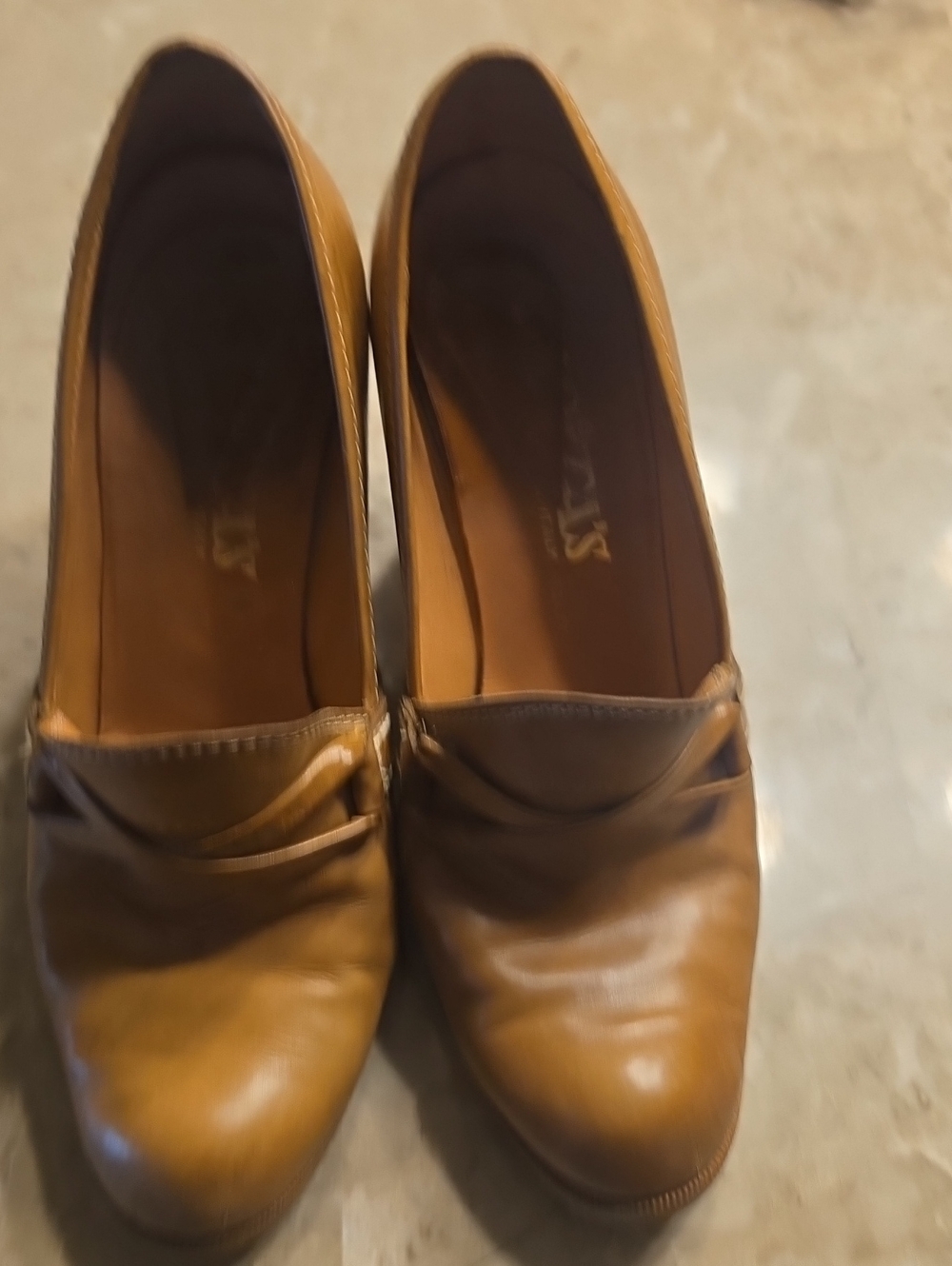 Vintage Women's Brown Leather Slip-On Pumps Made In Italy